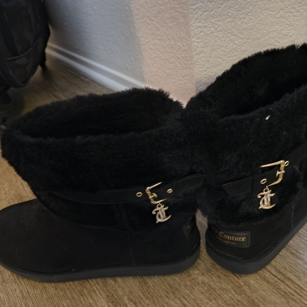 Juicy Couture Black Boots with Gold Charms